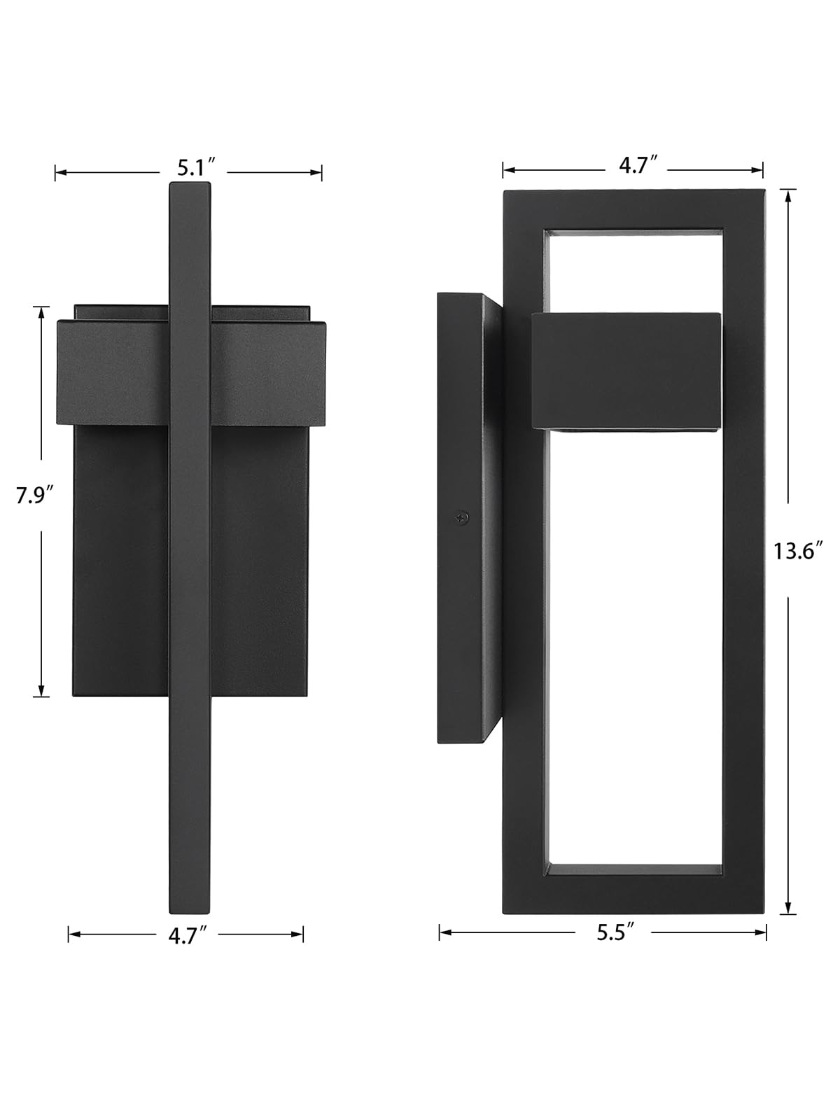 Lamqee 3000K Led Outdoor Wall Lights, Matte Black Sconce, 2 Pack For Porch & Garage