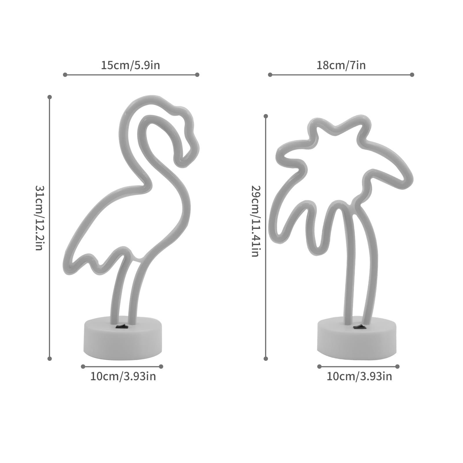 UrsaMajor Neon Signs 2 Pack - Pink Flamingo & Palm Tree, USB/Battery Powered, Energy Efficient Decor for Bedroom, Party, Office, Valentine Gifts