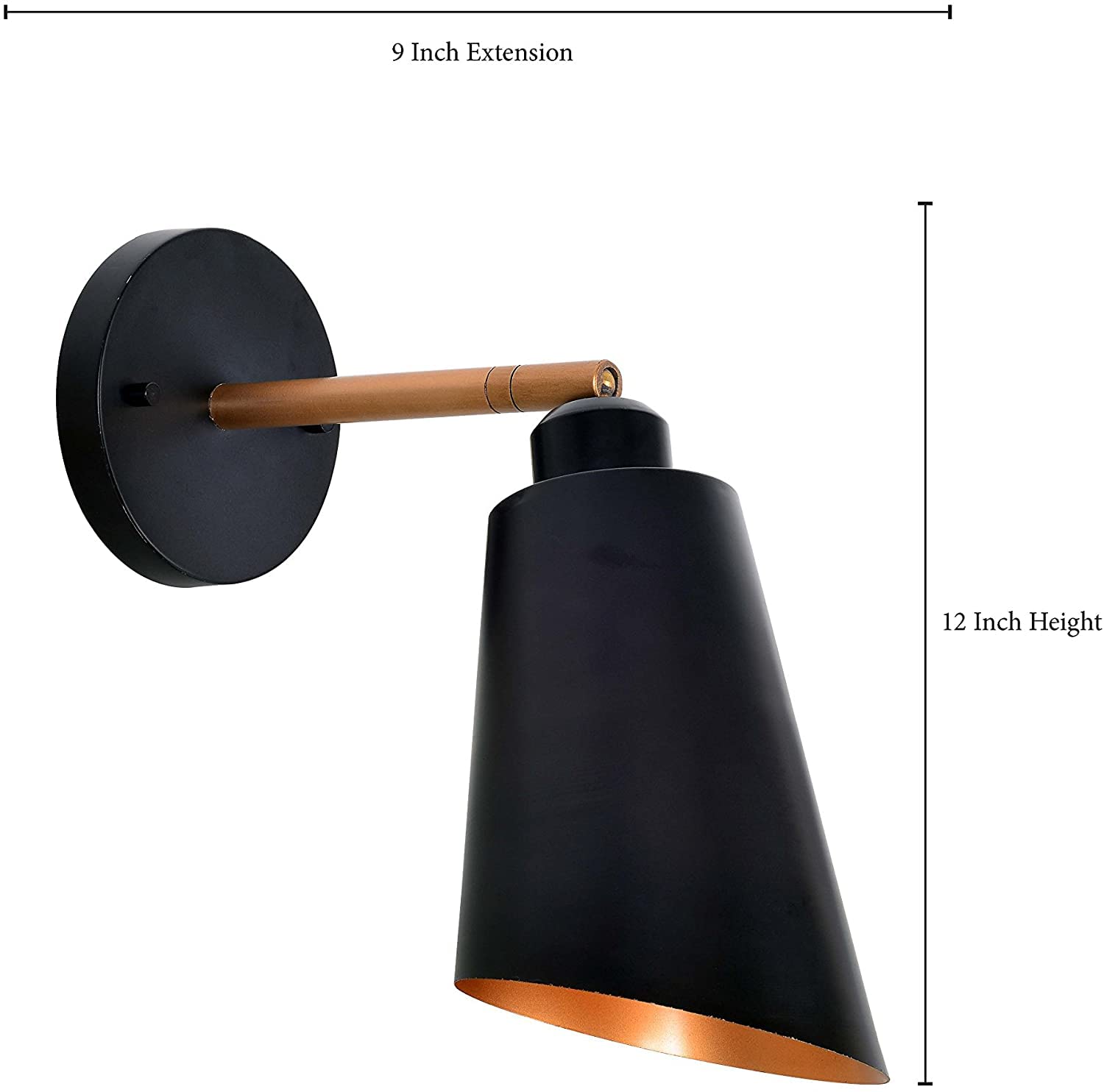Kenroy Home Wall Sconce 12 Inch Alloy Steel Matte Black with Antique Brass, Model 93673BL
