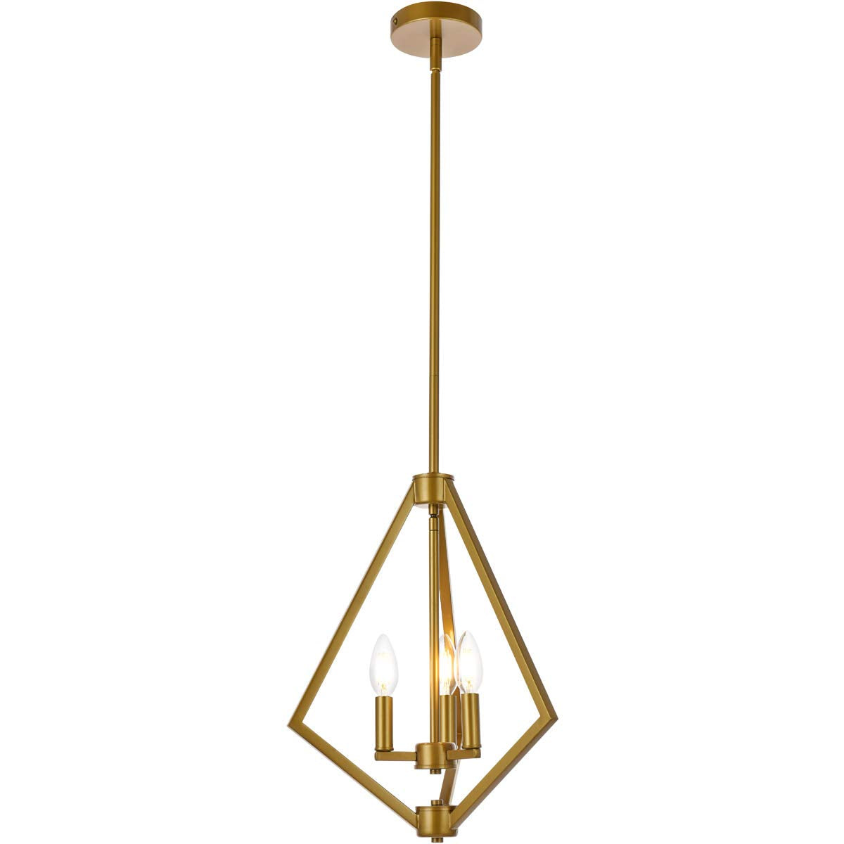 Living District Irina 3-Light Mid-Century Metal Pendant in Brass