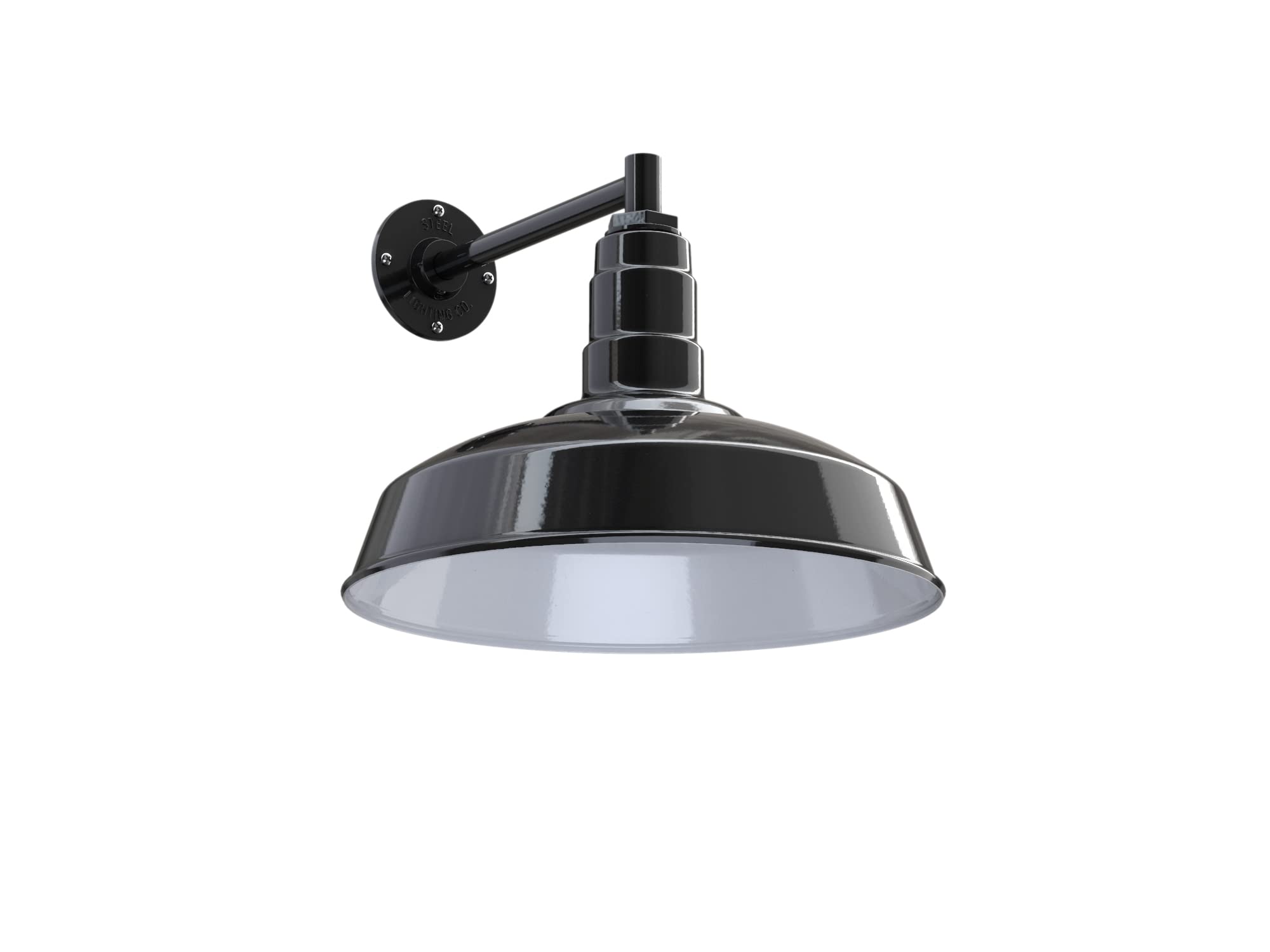 Steel Lighting Co. Gardena Barn Light - 16 Dome, 11 Straight Arm, Outdoor Wall Mounted, Black Steel, Made In America