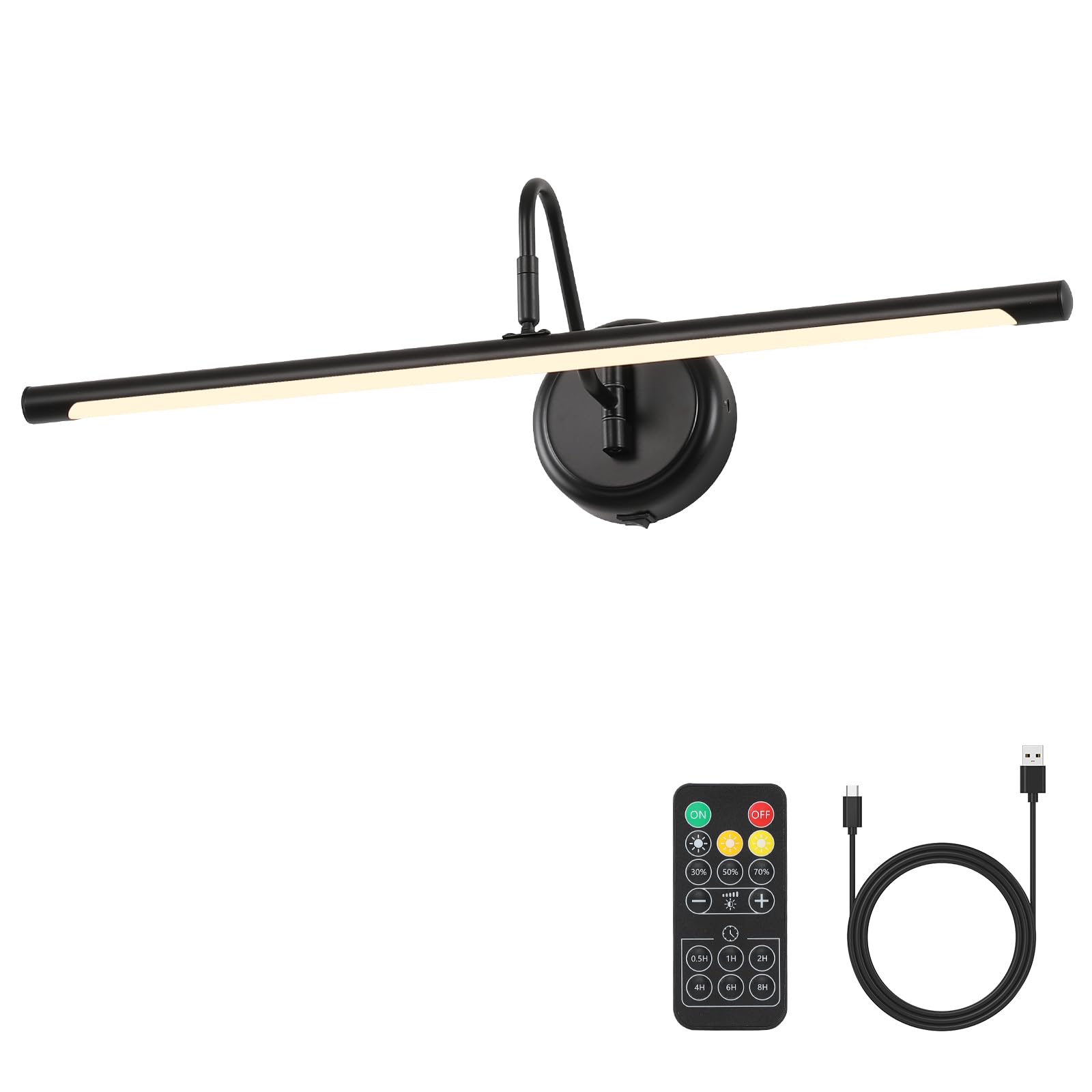 JOOSENLUX Battery Operated Picture Light 24.4in Wireless Dimmable Wall Light Black Metal Model 7940