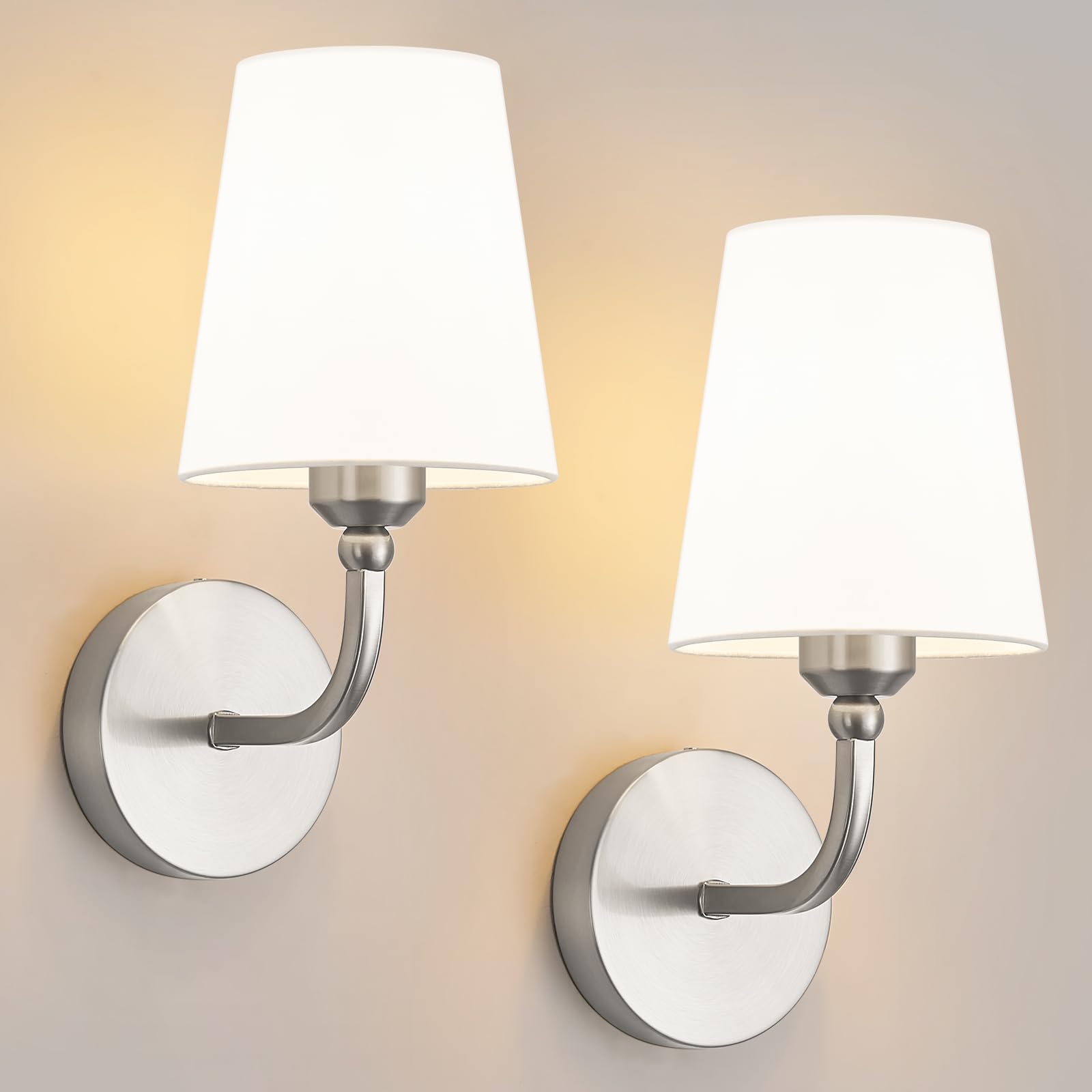 Kvhiiw Modern Bathroom Vanity Light, Brushed Nickel Bathroom Light Fixtures, Set of 2 Lighting Fixtures Over Mirror, Modern Wall