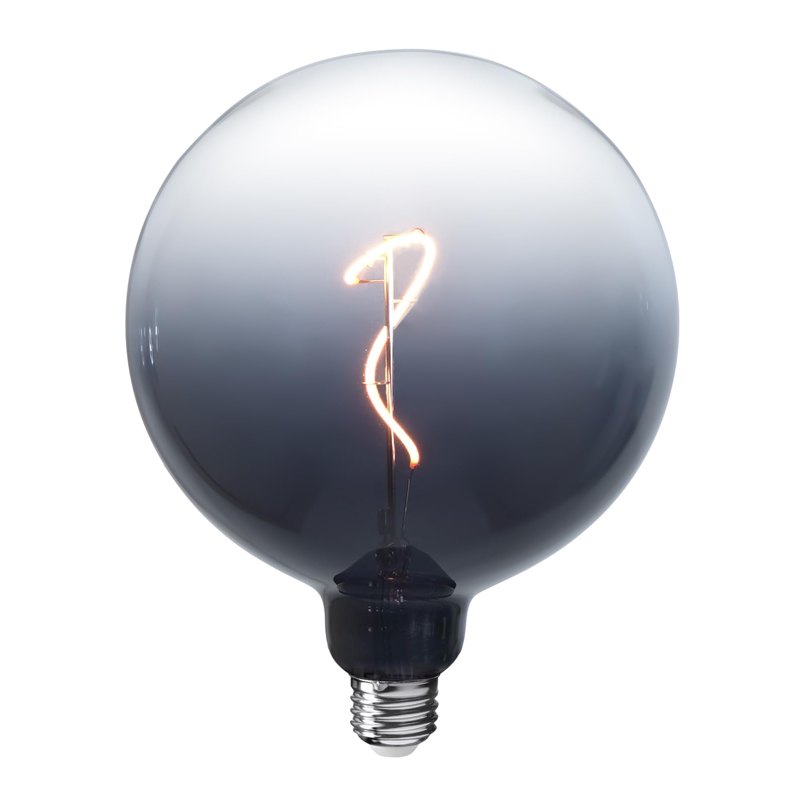 Onewish G150 Globe Led Bulb - Gradient Black Clear Glass Decorative Design, E26 Led Filament Bulb, Warm Lighting For Livingroom 