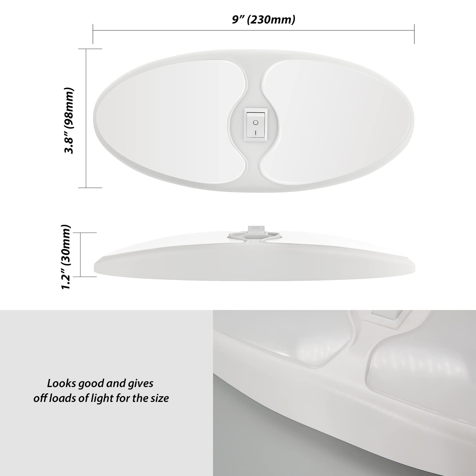 Dream Lighting Rv Lights Interior Led 12V Light Fixtures Camper Boat Interior Ceiling Light Switch 7.4W 3500K 9'' Pack 5