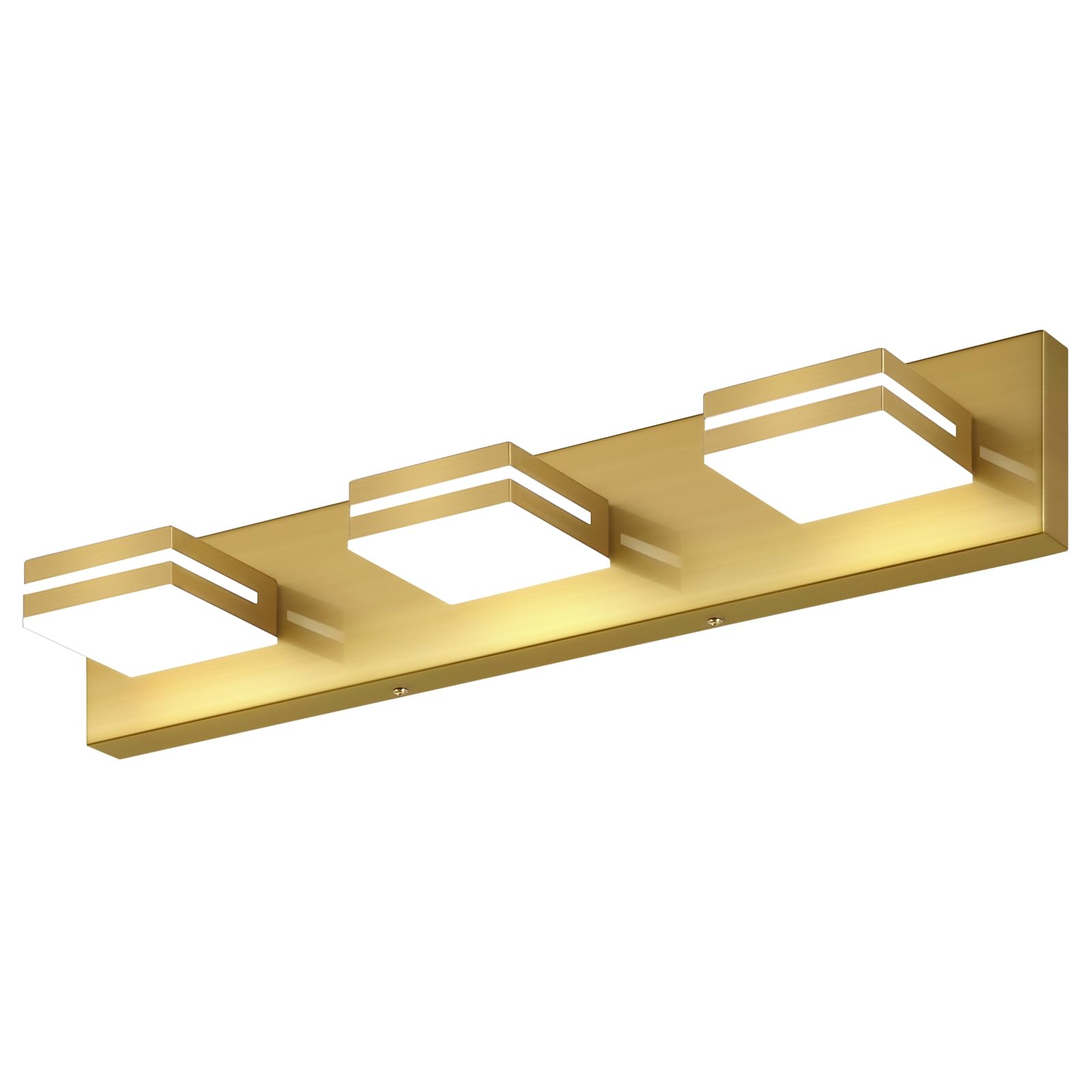 SineRise LED Bathroom Vanity Light Fixture, 3-Light, 24-Inch, Brass, Dimmable, Stainless Steel, Model e74fb27a-cb3a