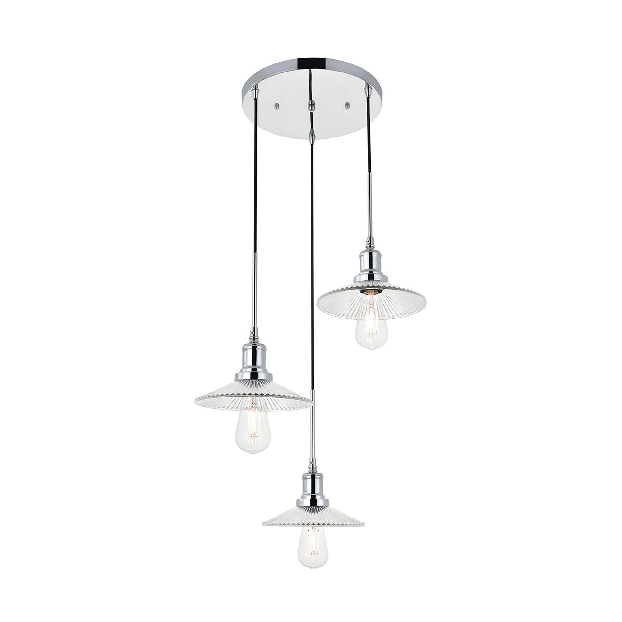 Living District Indoor Modern Home Decorative Bright Ceiling Waltz 3 Light Chrome Pendant