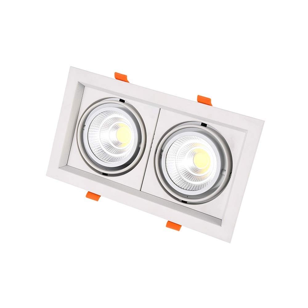 MGOR Sturdy Double-Headed Square LED Recessed Downlight White Adjustable COB LED Recessed Ceiling Panel Light Anti-Glare Wide Pr