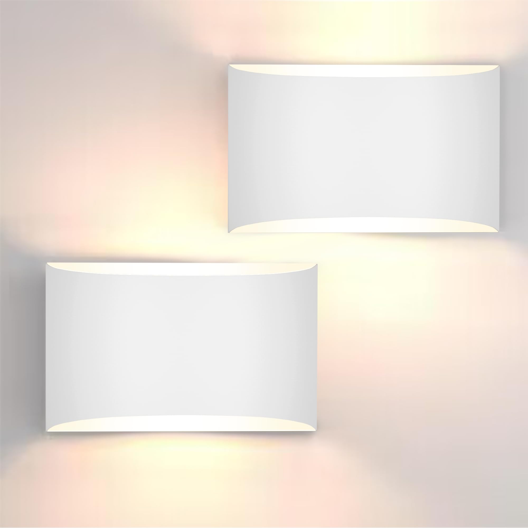 FOLKSMATE Modern LED Wall Sconces Set of 2, 3000K Warm White, Metal, 7.68inch, Hardwired, White, Model XYBY-LED