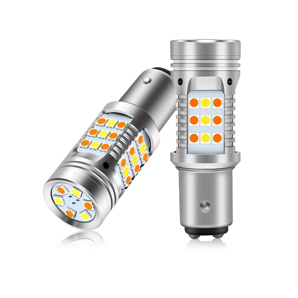 OPP ULITE 1157 LED Bulbs, Dual Color, 360 Luminous, Built-in Resistor, 12V, 2PC Pack, White/Amber