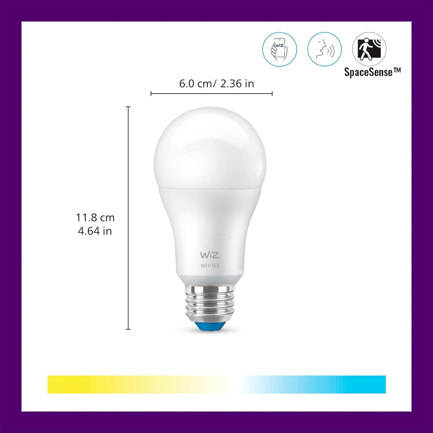Wiz 60W A19 Tunable White Led Smart Bulb - Pack Of 1 - E26- Indoor - Connects To Your Existing Wi-Fi - Control With Voice Or App