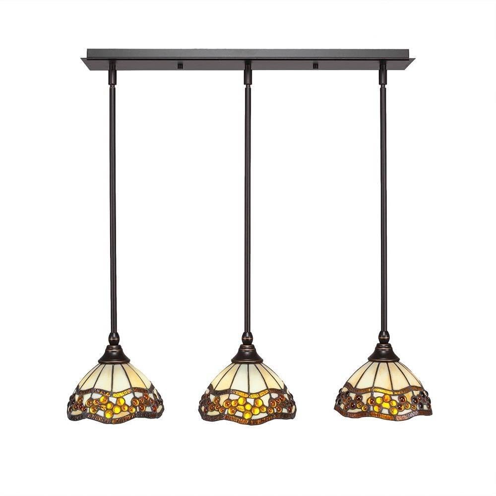 Toltec Lighting 25-Dg-9975 3 Light Multi-Light Mini Hang Straight Swivel Pendant With Roman Jewel Glass, 7&quot;, Dark Granite