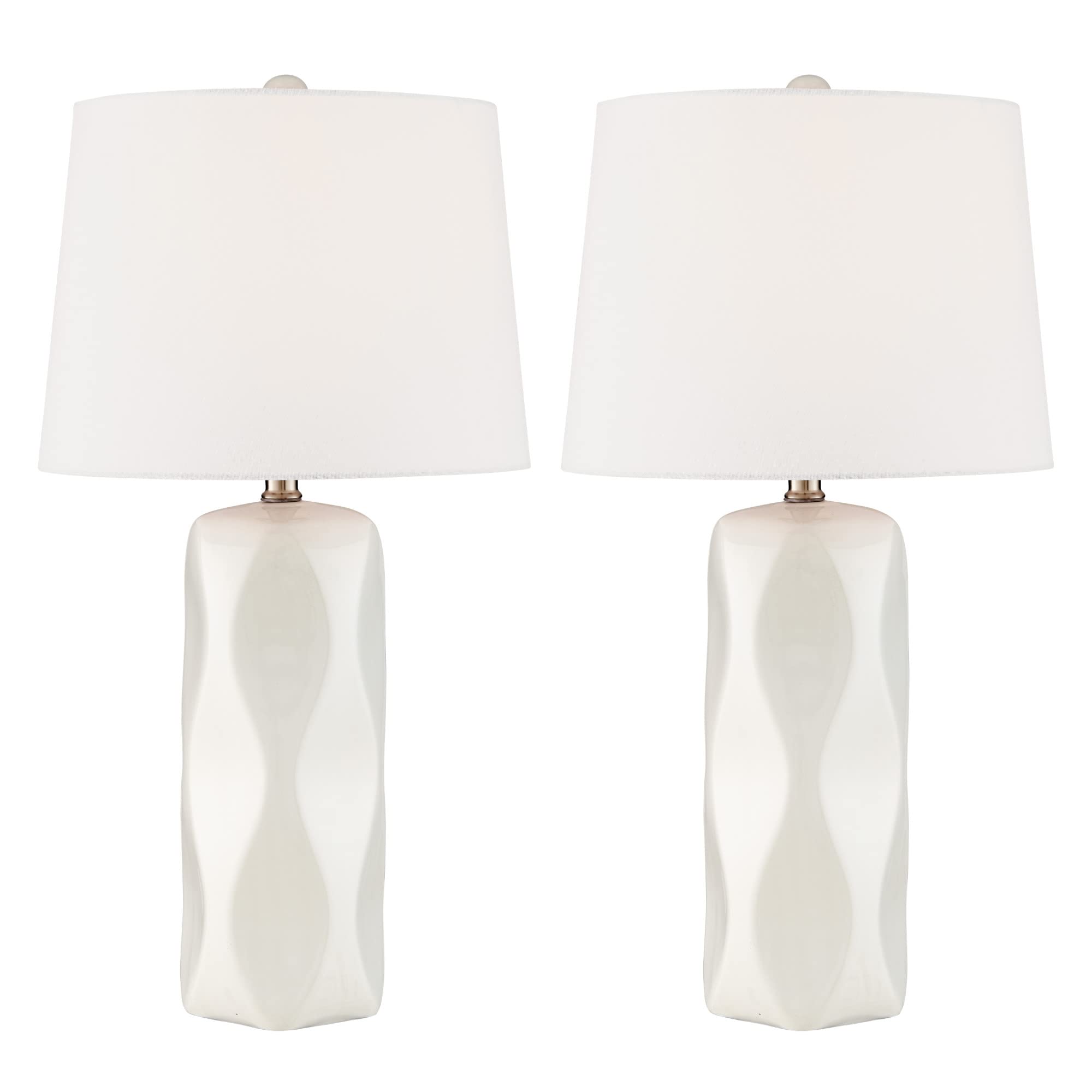 Lite Source 2 Pack-Table LAMP, White Ceramic/White Linen, E27 A 100Wx2 LS-23583WHT/2PK