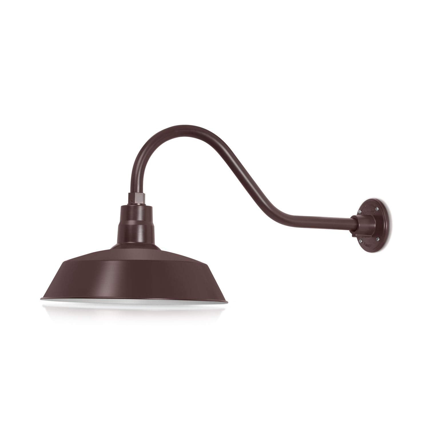 HTM LIGHTING SOLUTIONS Gooseneck Barn Light Fixture 14in. Alloy Steel Architectural Bronze 22in. Arm Model SBL14-BZ-SGN22-BZ-9WA195