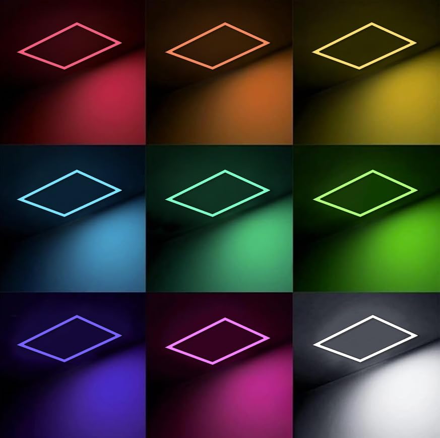2X2 Ft Rgb Multicolor Edge-Lit Frame Led Panel Lights Remote & App Controlled 40W 4400Lm Color Changing Led Panel Light Smart 2.