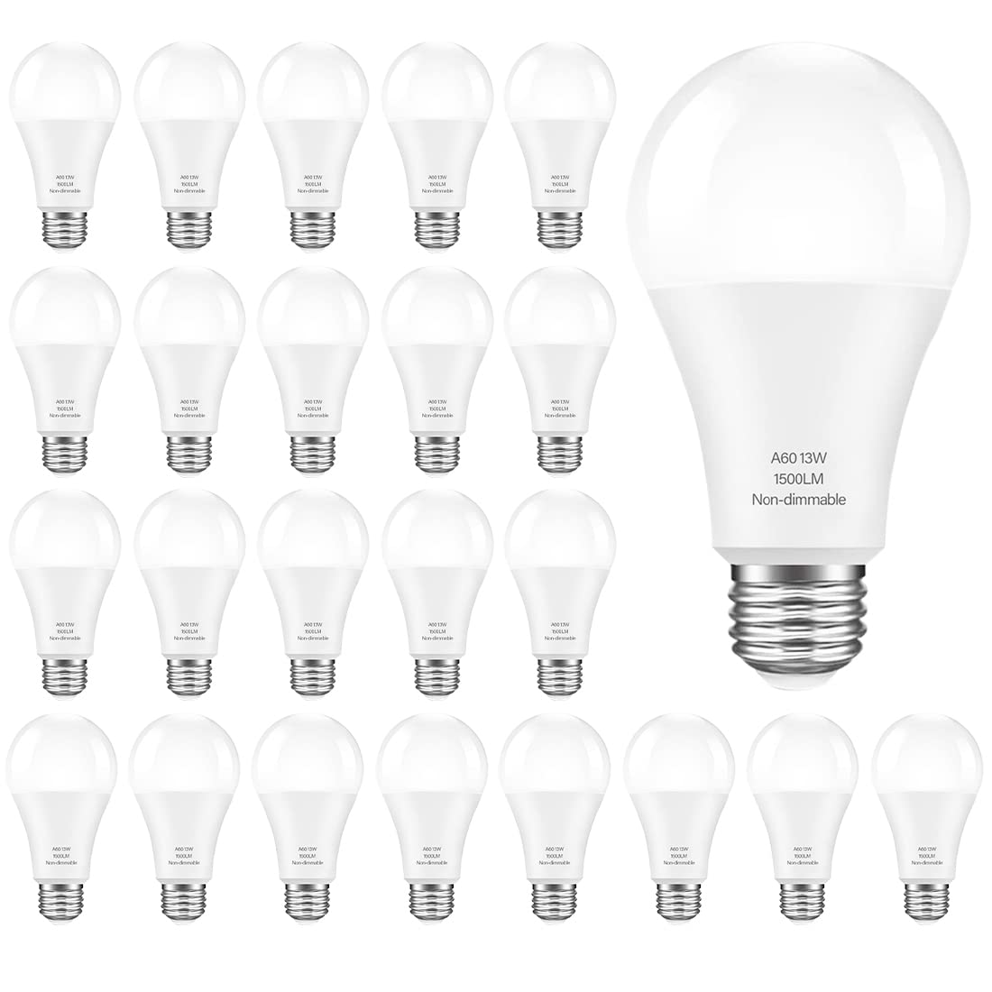LEDERA A19 LED Light Bulbs, 100W Equivalent Bright Light Bulbs Daylight White 5000K, 13 Watt LED Bulbs 1500 Lumens E26 Base for 