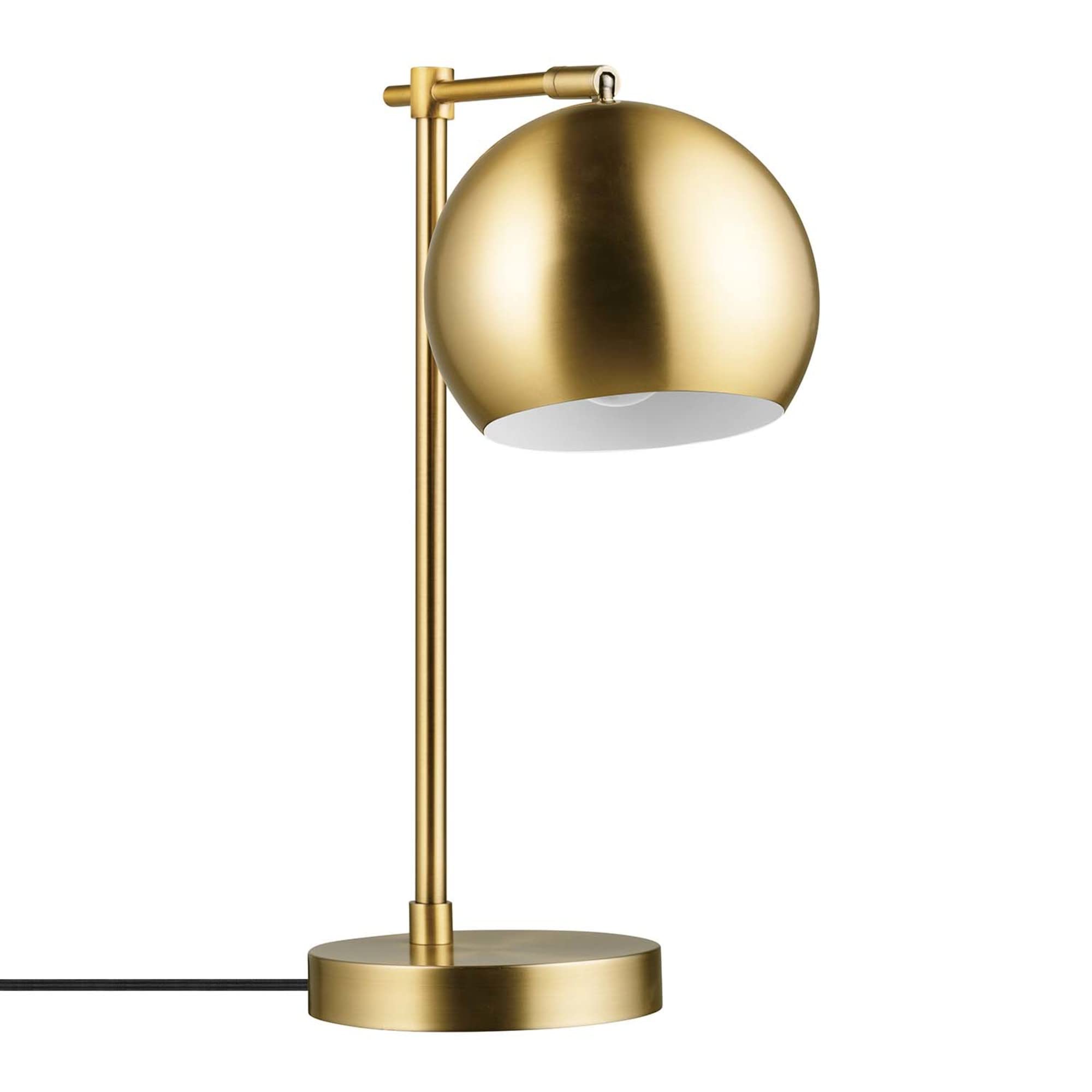 Globe Electric 52915 Molly Desk Lamp, 18.25in Metal, Matte Brass, Black Cord, In-Line Switch, LED Bulb Included