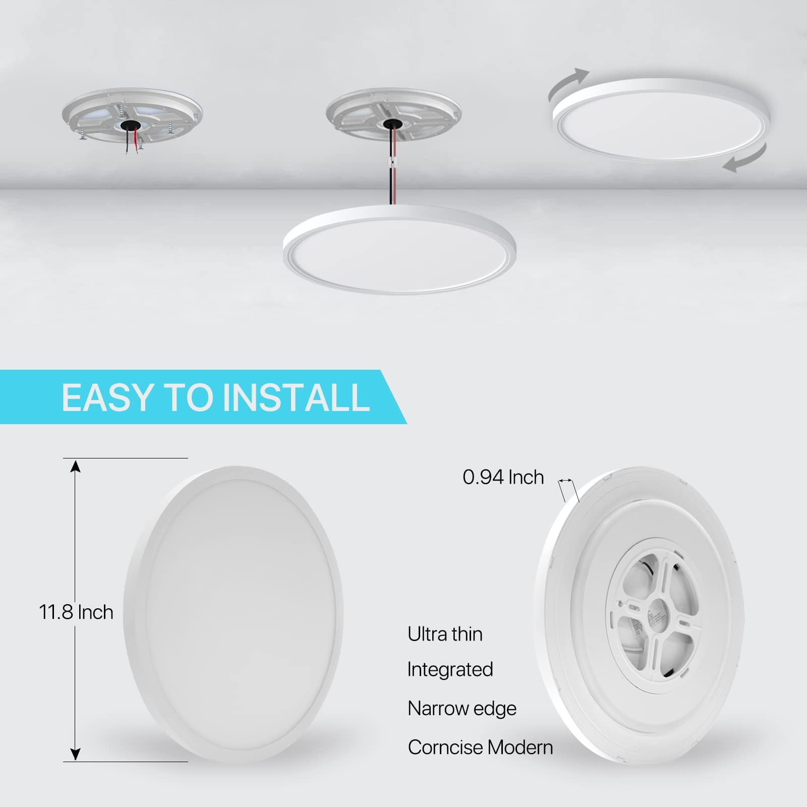 MELEGAN 12 Inch Smart LED Ceiling Light Fixture, Dimmable 24W, RGB, WiFi Compatible with Alexa/Google Home, Plastic, for Bedroom/Living Room