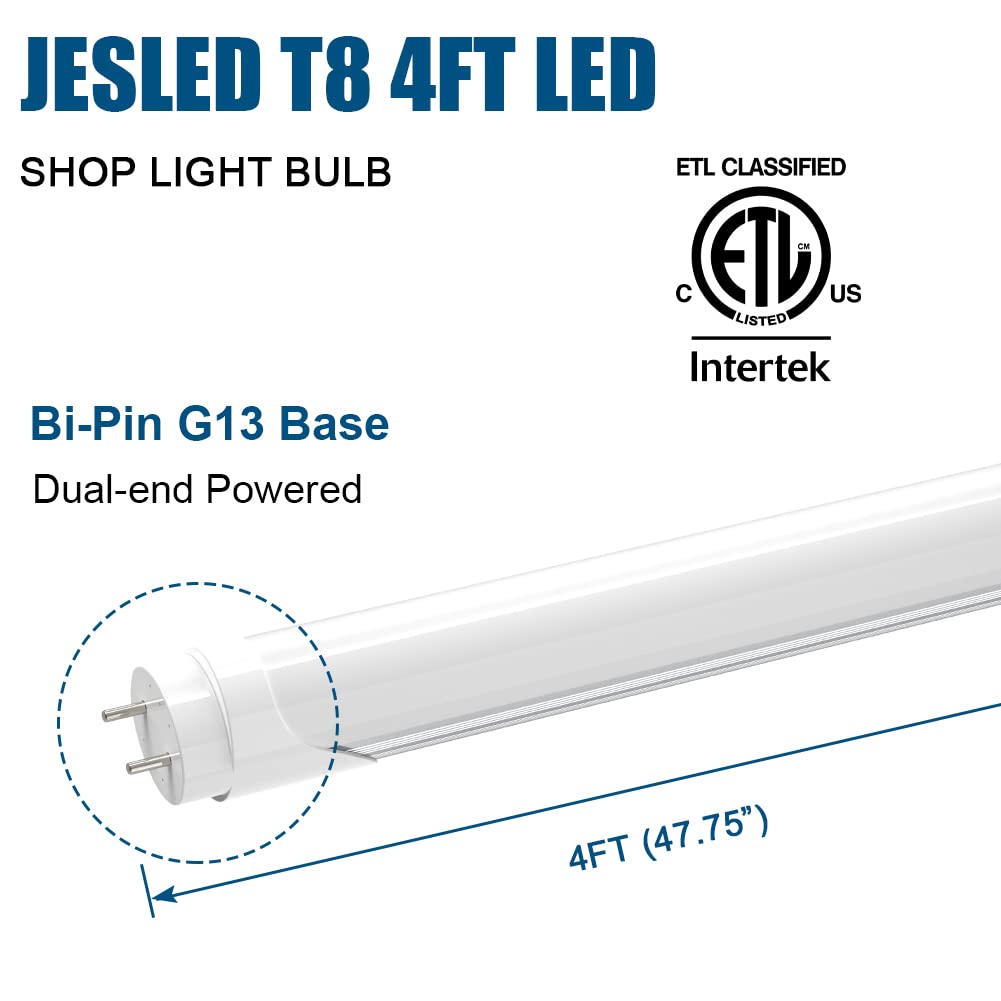 JESLED T8 LED Bulbs 4FT 24W 3000LM Daylight White Dual-end Frosted 4 Pack Model YKL-T8G13FCA2-24DW