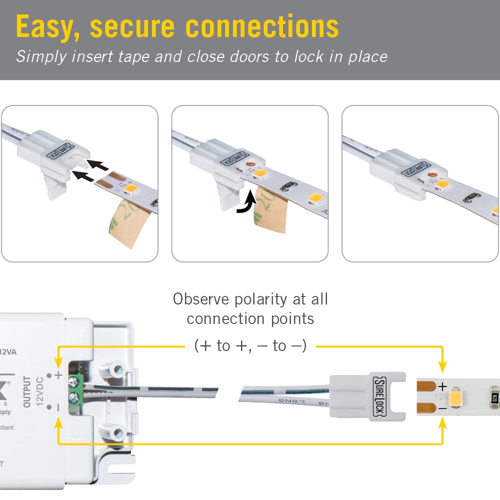 Armacost Lighting Surelock White/Single Color Led Tape Light Extension Connector - 3 Pack, 560920