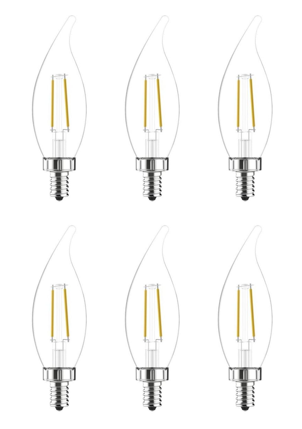 GE Relax LED Decorative Chandelier Light Bulb, Clear, 40W Replacement, Dimmable, Candelabra Base, 300 Lumen