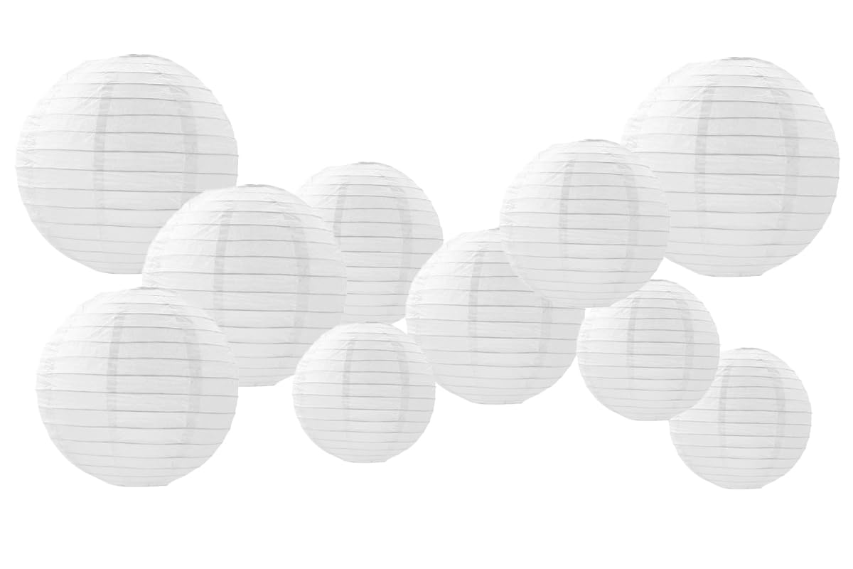 Paper Lanterns Decorations Paper Hanging Decorations Ball Lanterns Lamps for Birthday Parties  Bridal Showers  Baby Showers  Wedding(10 Pcs 4 in/6 in/8 in/10 in White)