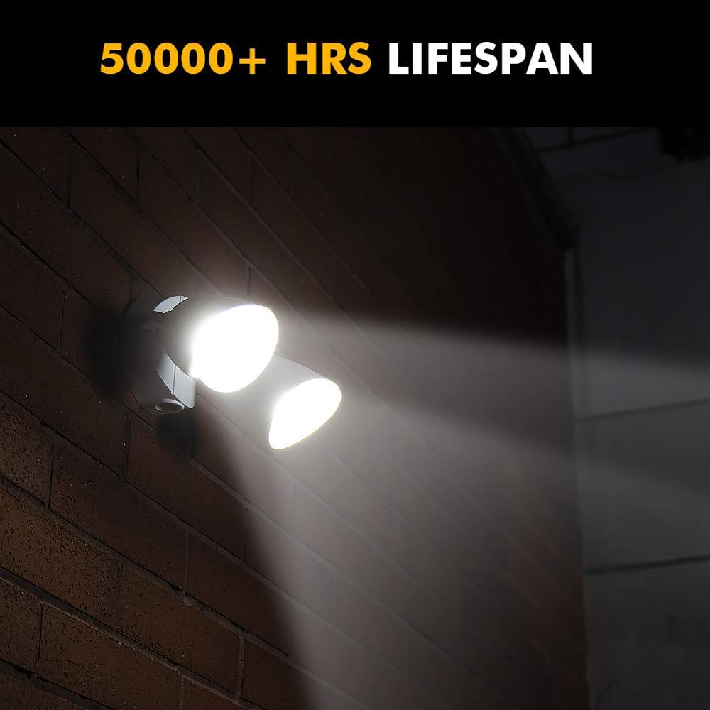 LUTEC Dual-Head LED Floodlight 2500 Lumen 32 Watt Waterproof Wall Light Model 6222W White