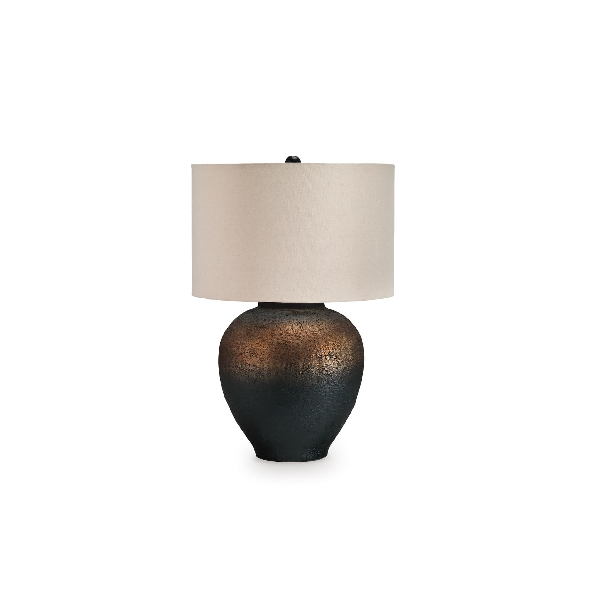 Signature Design by Ashley Newgerhard Industrial Table Lamp with 3-Way Switch and Drum Shade, Dark Brown & Black