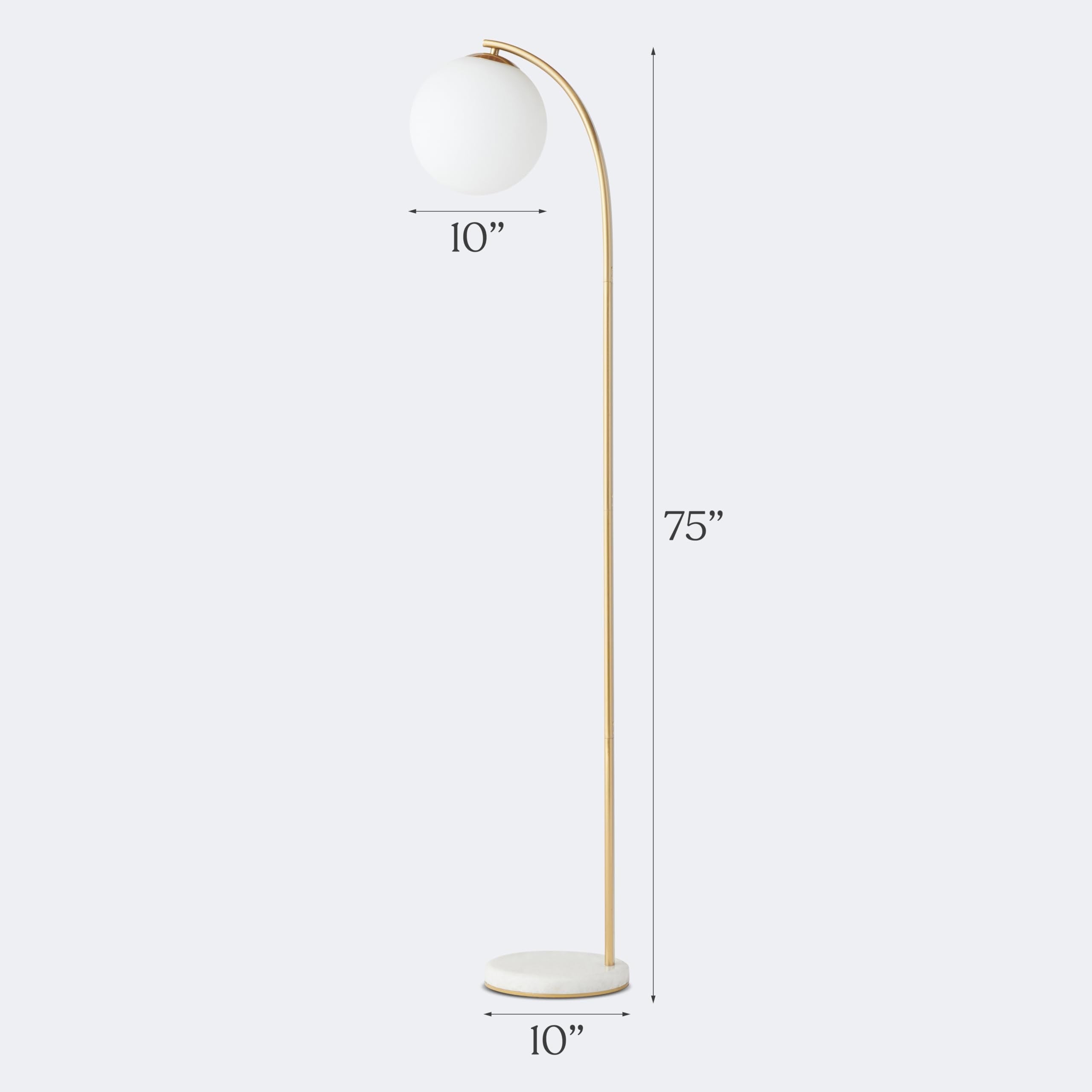 Brightech Luna Drop Led Floor Lamp, Frosted Glass Globe Arcing Living Room Lamp, Mid-Century Modern Standing Lamp For Living Roo