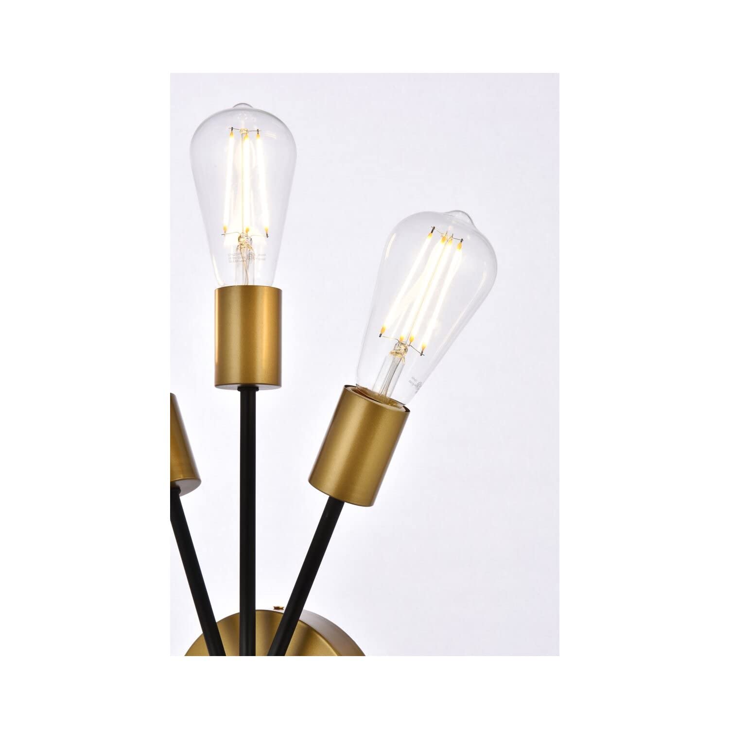 Living District Lucca 3-Light Mid-Century Metal Bath Sconce in Black and Brass