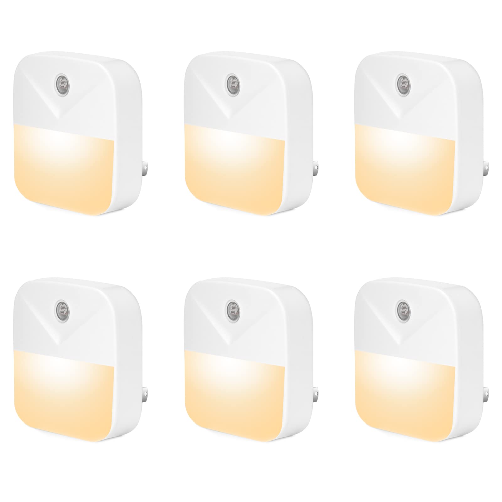 6 Pack Night Light Plug in, Warm White LED Nightlights with Smart Dusk to Dawn Sensor, Plug into Wall Nightlights Suitable for B