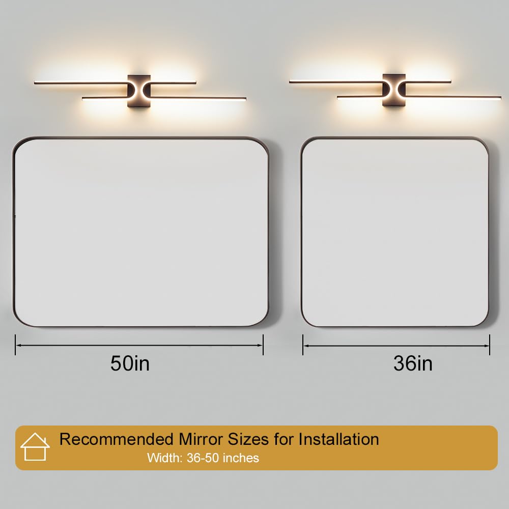 OIYIO Black Bathroom Vanity Light Fixture, 3CCT Dimmable LED Wall Sconce, 39.17in Long, Metal, Model 240910