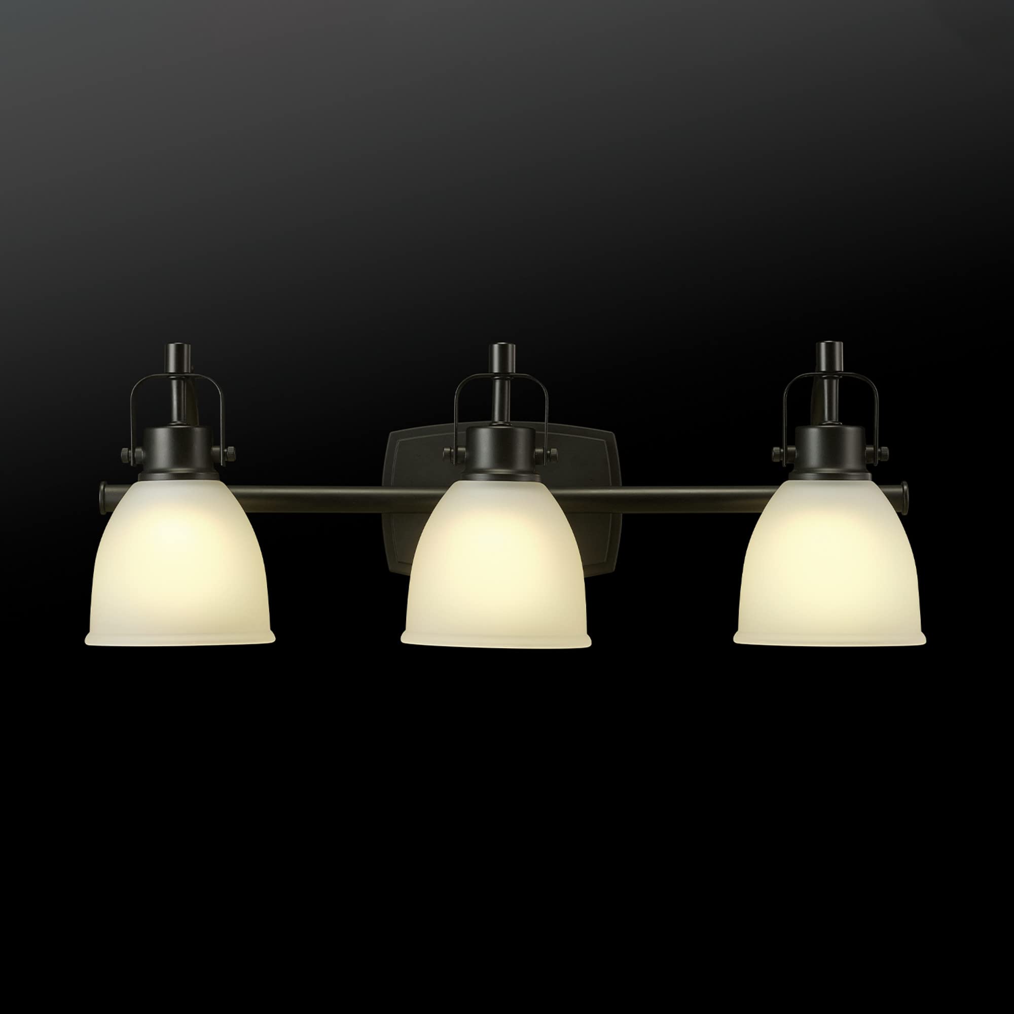 Globe Electric 52090 Vanity Light, 3-Light, Integrated LED, 1780 Lumens, 25W, Matte Black, Frosted Glass, 7.68 inches