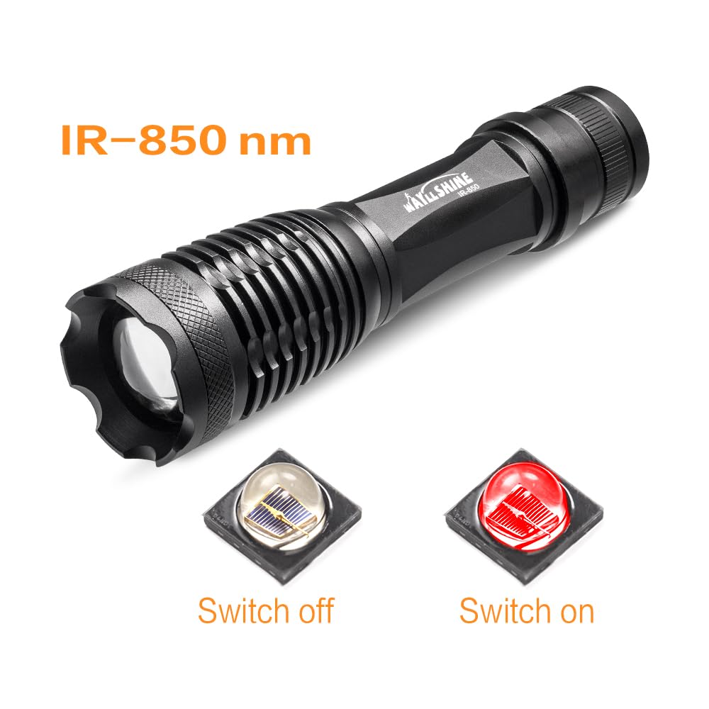WAYLLSHINE 850nm IR Illuminator Night Vision Flashlight, Infrared Illuminator for Night Vision Camera Device