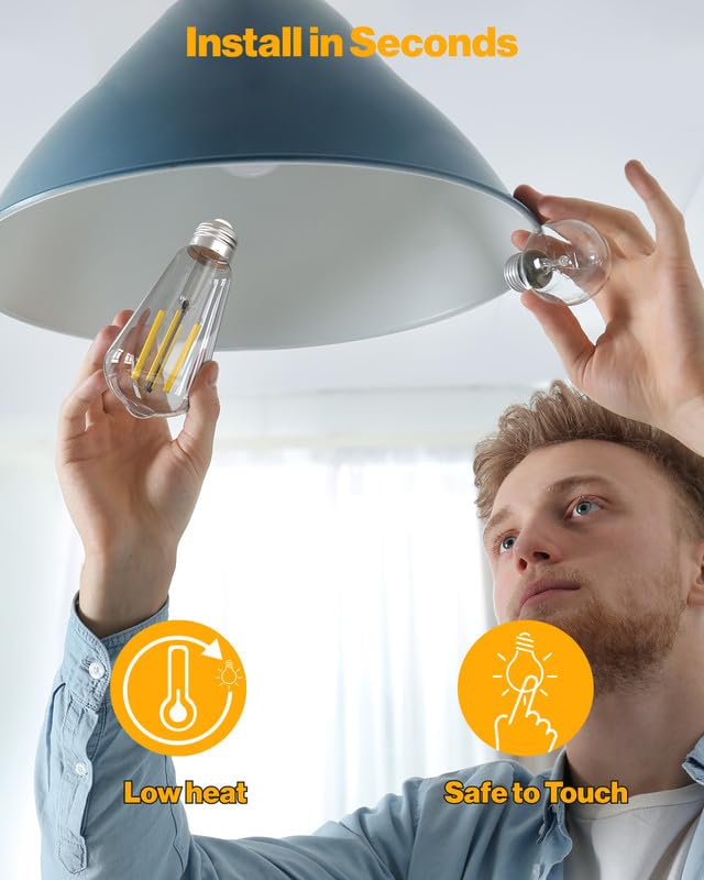 Sunco Lighting Vintage LED Edison Bulbs 75W Equivalent 7W 850 Lumens ST58 16 Pack 2700K Soft White Clear Glass