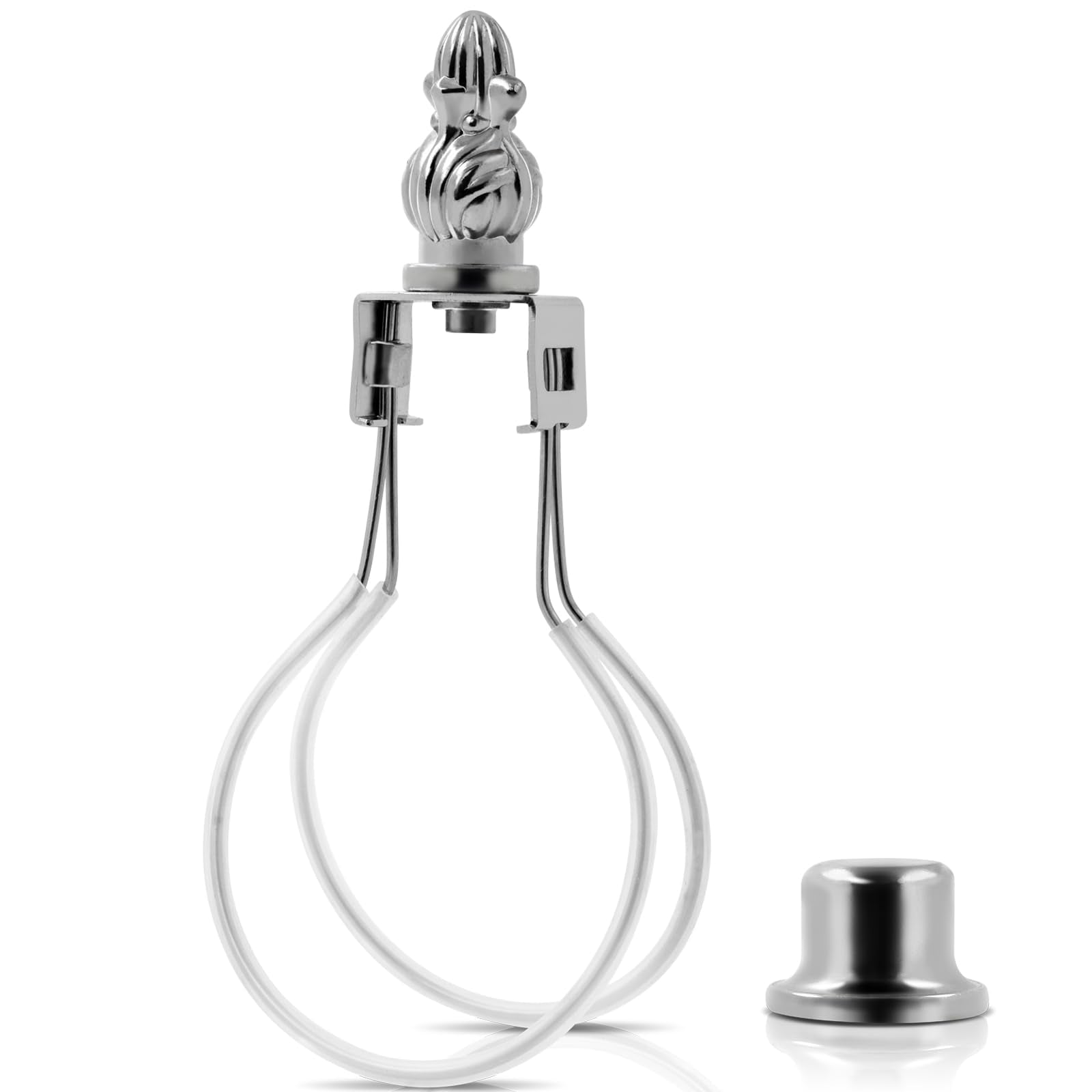 EMNOOTI Lamp Shade Clip Adapter, Metal Holder with Cap Knob Finial, Silver, Model VG106BULBCLIPX1