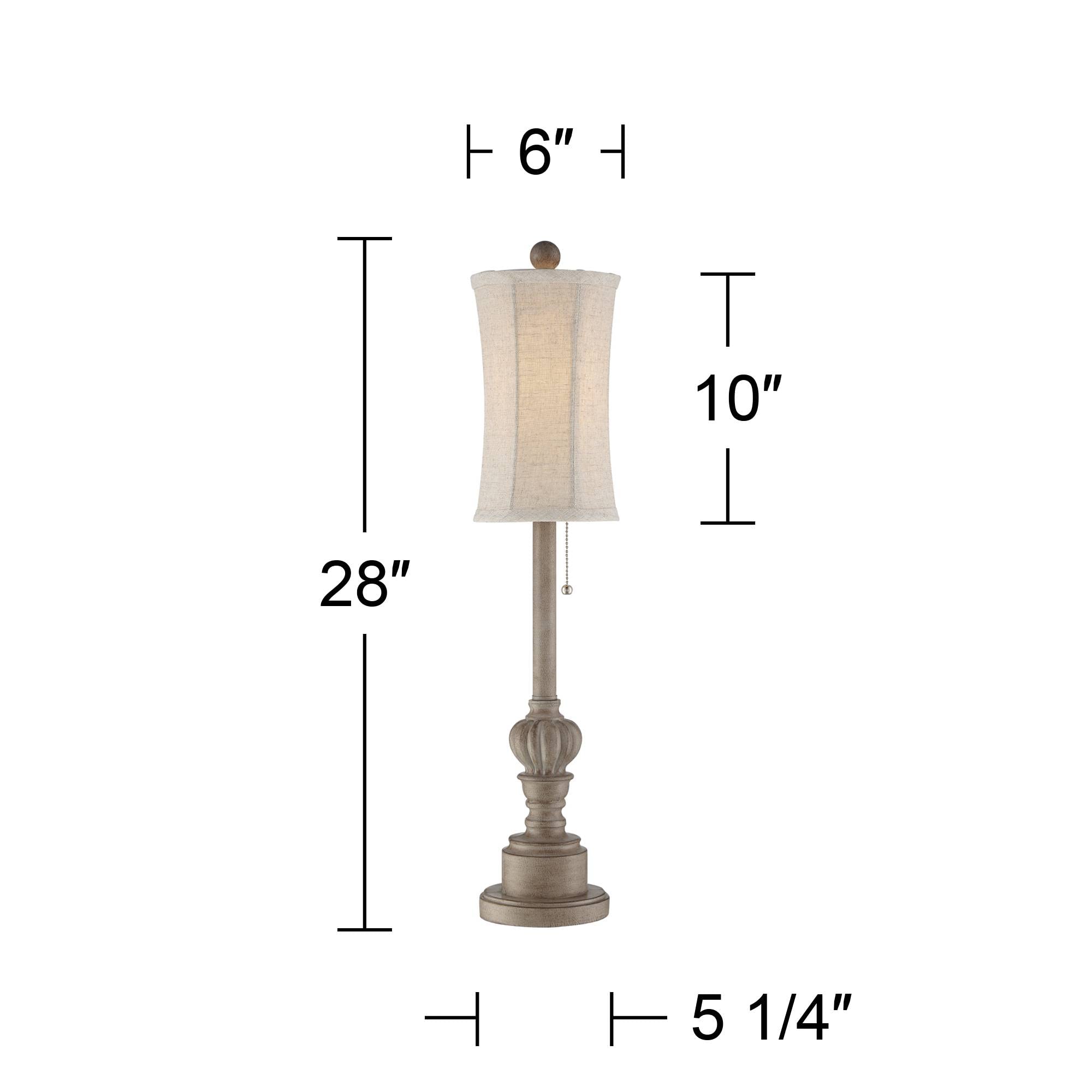 Regency Hill Bertie Traditional French Country Style Buffet Table Lamps 28'' Tall Skinny Set Of 2 Natural Candlestick Tall Skinn