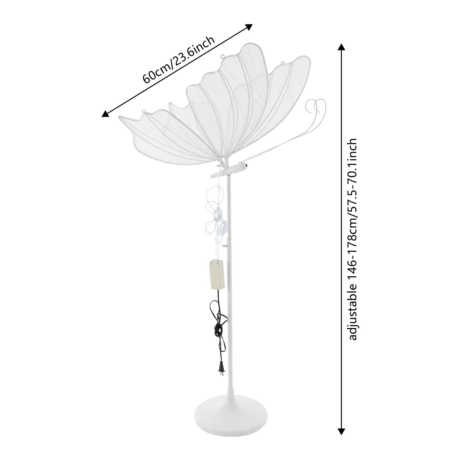 DYRABREST Butterfly LED Aisle Lights, Adjustable Height 57.5-70.1in, White Warm Light, Iron Material, 2-Pack for Weddings