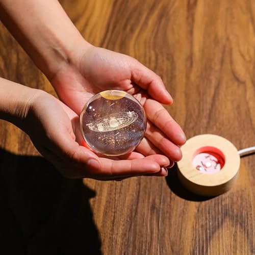 3D Solar System Crystal Ball With Led Colorful Lighting Touch Base  Solar System Model Decor Science Astronomy Gifts God Bless The World Easter Religious Space Gifts Decor