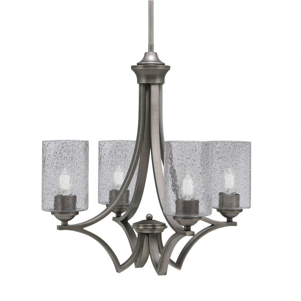 Toltec Lighting 564-GP-3002 Zilo - 4 Light Uplight Chandelier-19.75 Inches Tall and 19.25 Inches Wide, Finish Color: Graphite, Glass Color: Smoke Bubble