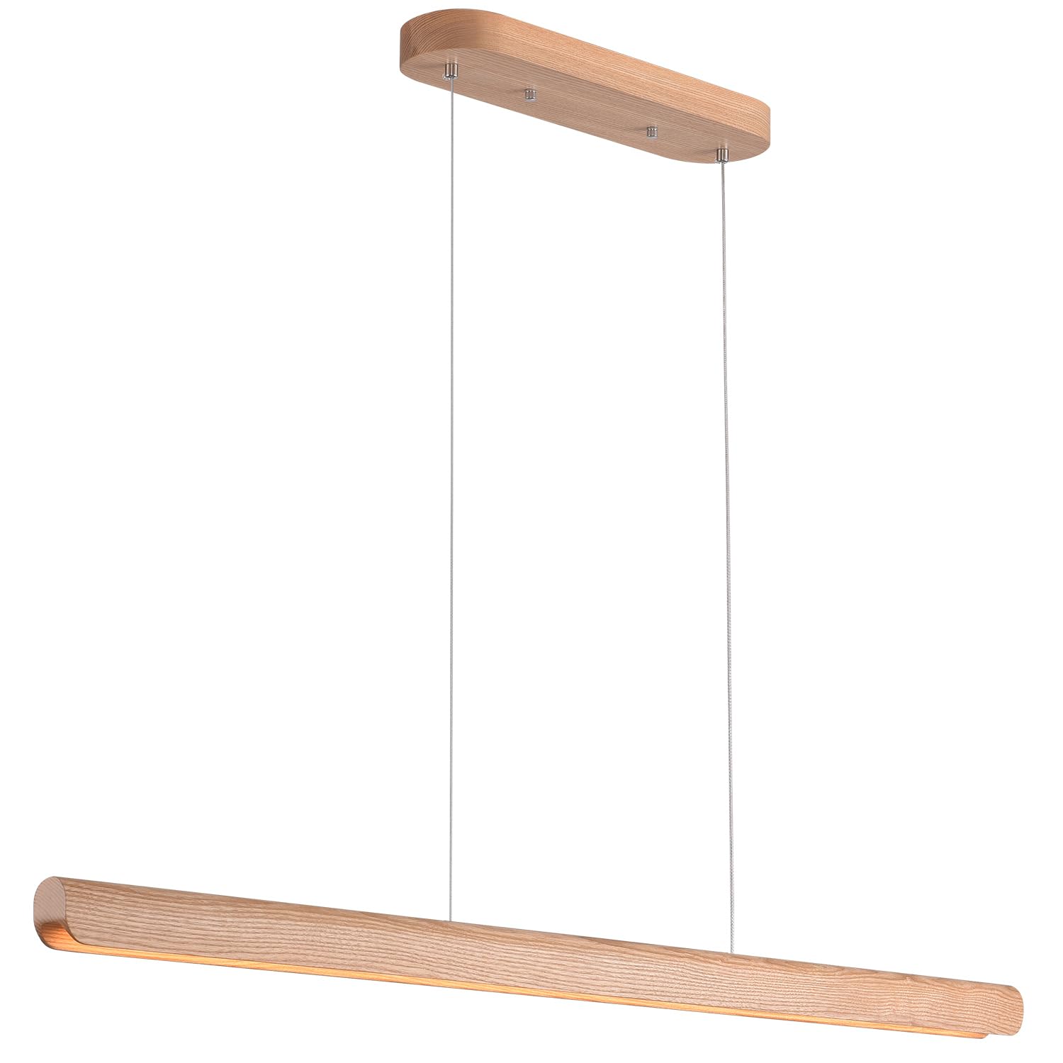 Yisdesign 31-Inch Led Linear Pendant Light  Dimmable Wood Ceiling Lamp Minimalist Linear Chandelier  19W Warm Light 3000K  Modern Kitchen Island Dining Room Lighting Natural