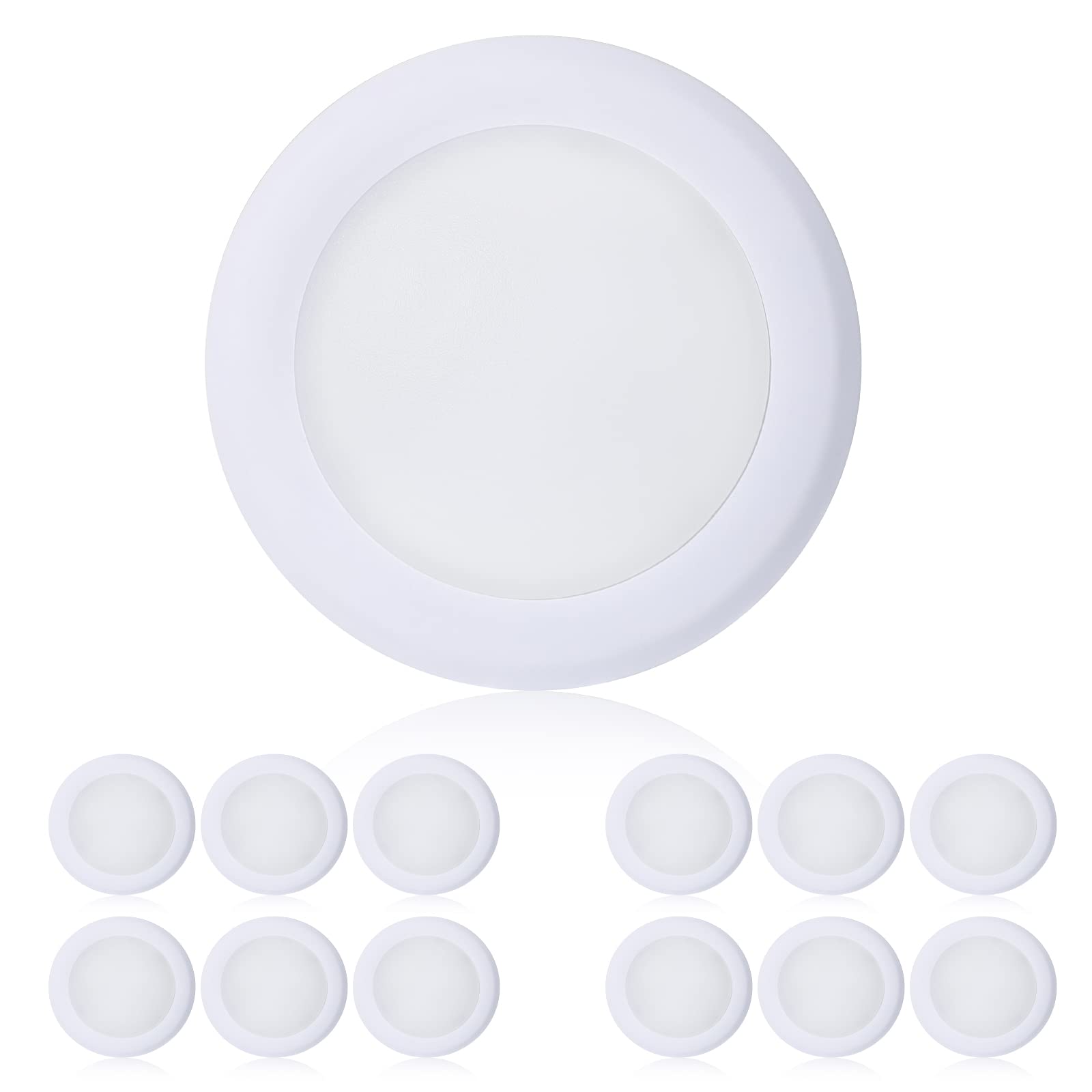 TOPELER LED Ceiling Light, 12 Pack, 6 Inch Low Profile, Dimmable, Energy Star, ETL Listed, 15W, 4000K Cool White, Model C