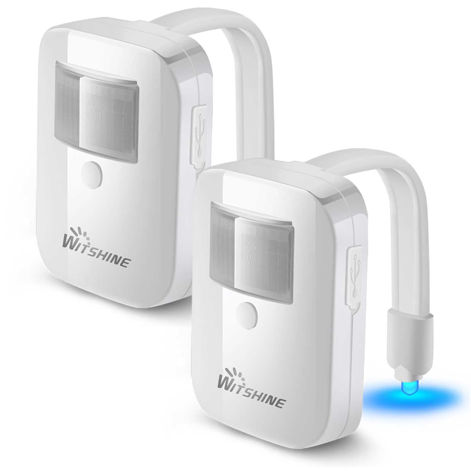 Witshine 2 Pack Toilet Night Lights - 16-Color Motion Detection, White, Model 550plus, Plastic, Novelty Bathroom Gadget for Kids and mature-themeds