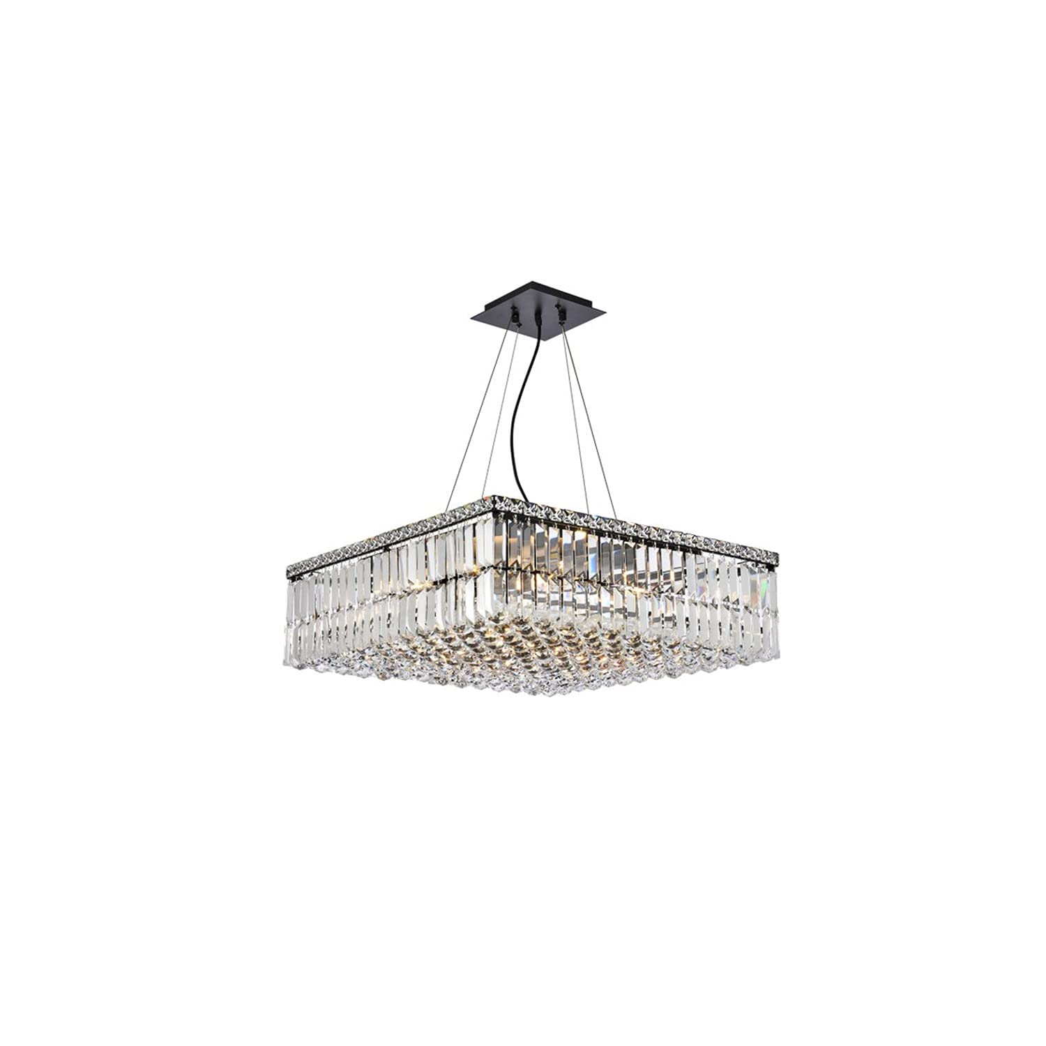 Elegant Lighting Maxime 24&quot; Black Metal & Crystal Chandelier - Luxurious Home Decor