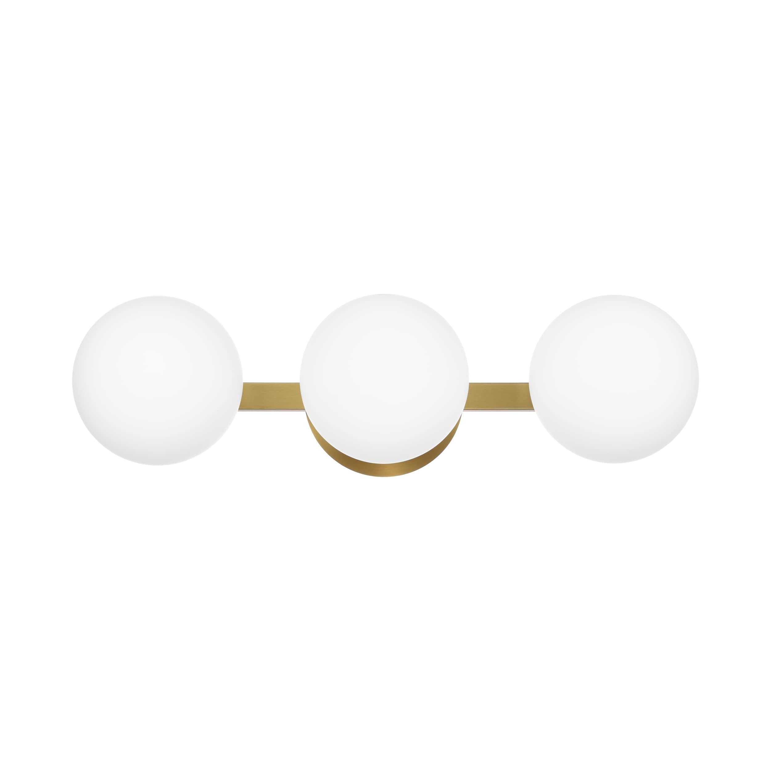 Bathroom Vanity Light Fixtures, Modern 3 Lights Globe Wall Sconce Lighting Aged Brass, Porch Wall Mount Light Fixture For Bathro