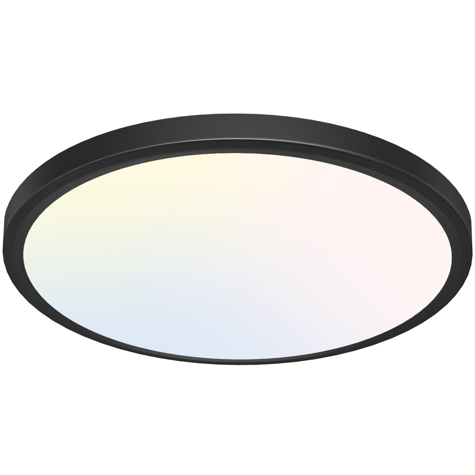 Libtit 12 Inch Flush Mount Led Ceiling Light Fixture  3000K 4000K 6500K Adjustable  28W 3200Lm Black Round Lighting Fixtures For Bathroom Shower Hallway Kitchen