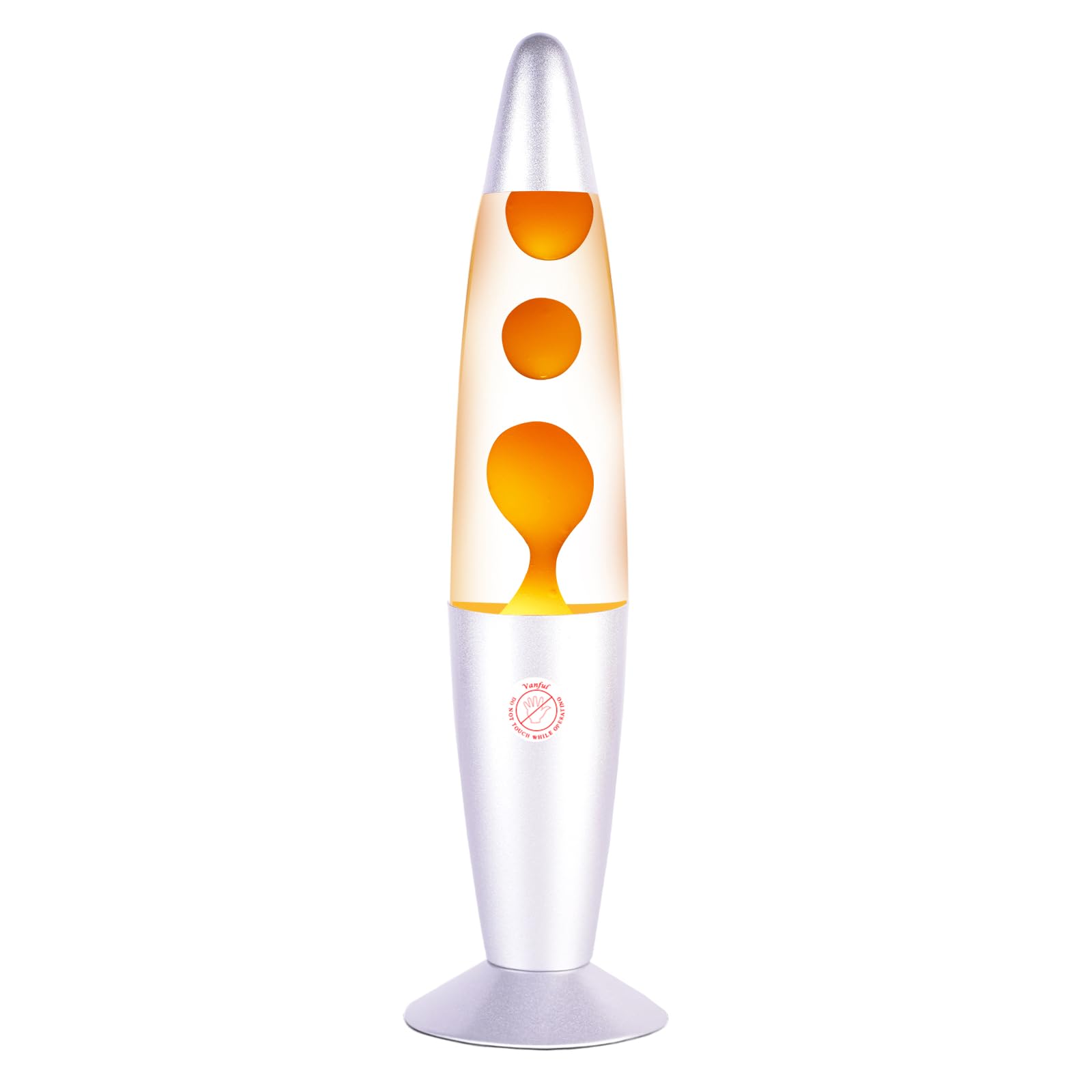 Vanful Orange Magma Lamp - 13in Liquid Motion Night Light, Aluminum, Silver Base, Mood Decor for Home, Office, Kids