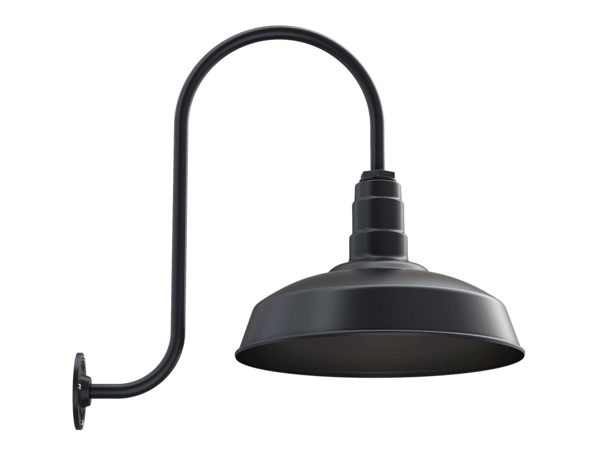Steel Lighting Co. Gardena Barn Light - 16&quot; Upslope Gooseneck, Dusk To Dawn, Matte Black