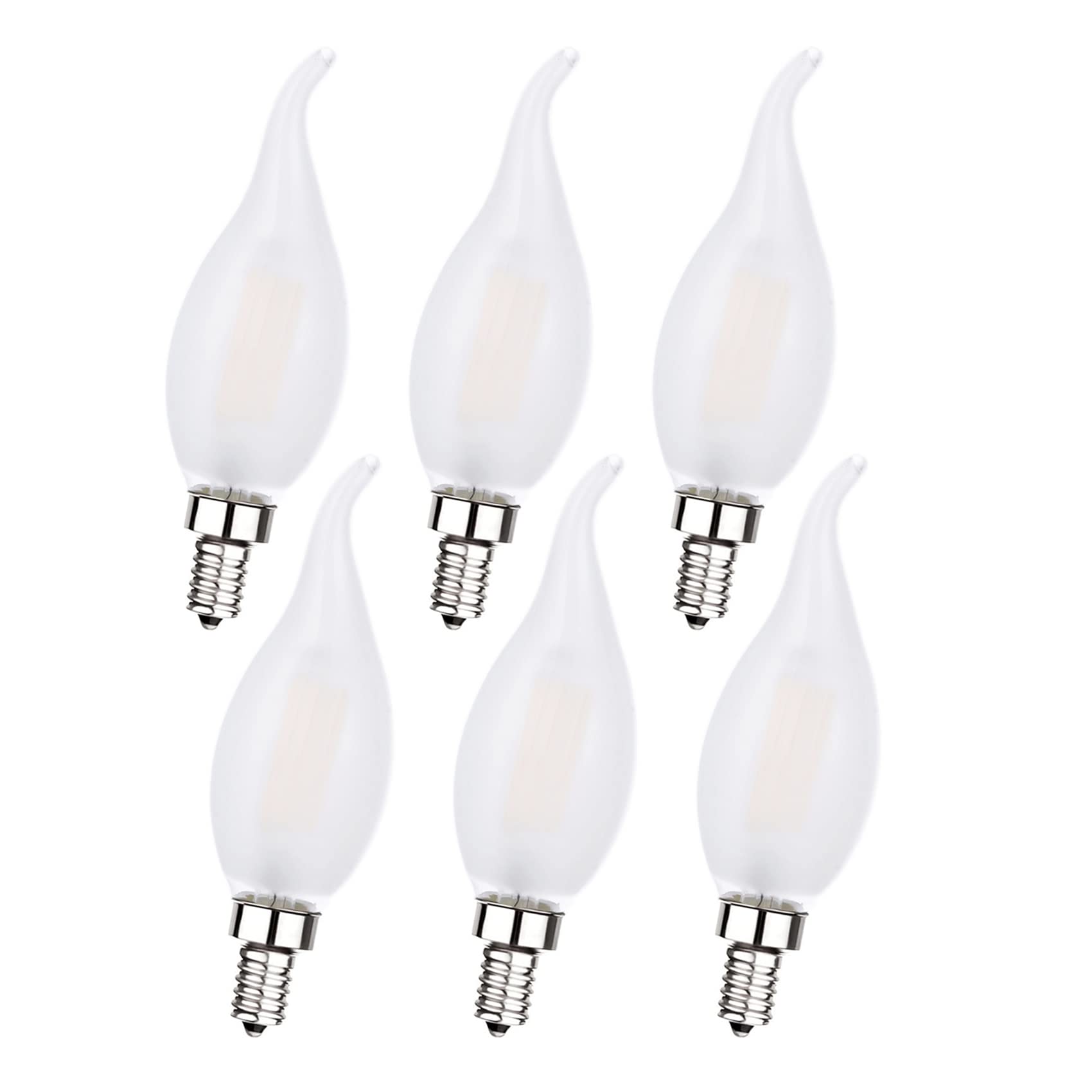 Sunaiony E12 Led Bulb Dimmable 60Watt Equivalent Frosted Candelabra Bulbs 2700K Warm White, Frosted Led Chandelier Bulbs 6W Ca11