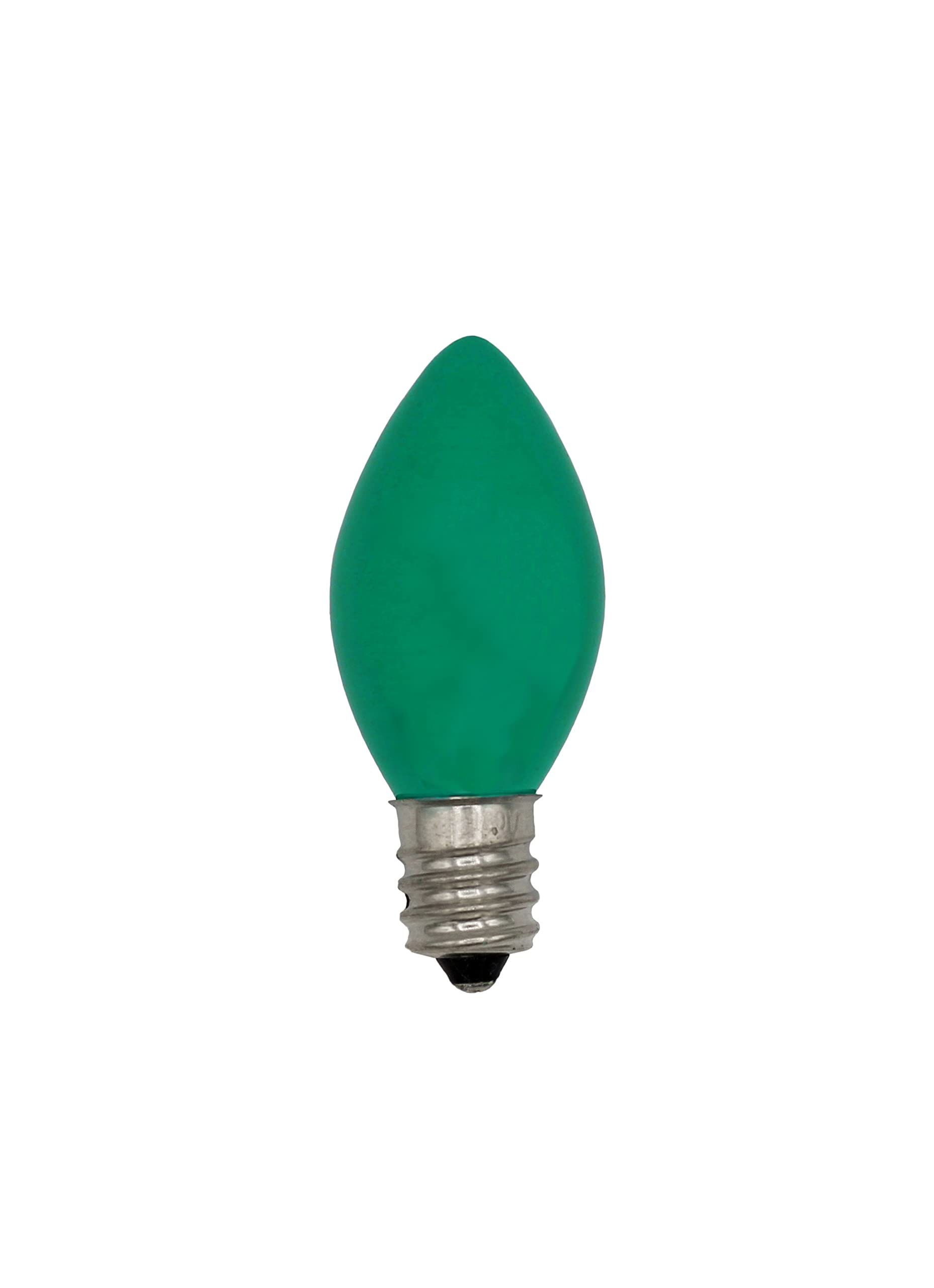 Creative Hobbies C7 LED Green Replacement Light Bulbs, 0.7W Ceramic Vintage, E12 Candelabra Base, 25 Pack